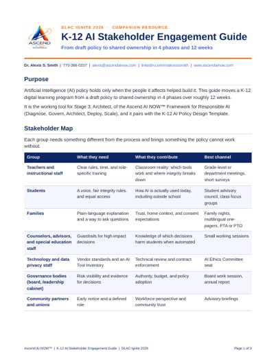 Cover of the K-12 AI Stakeholder Engagement Guide